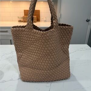 Elegant Tan Woven Tote Bag